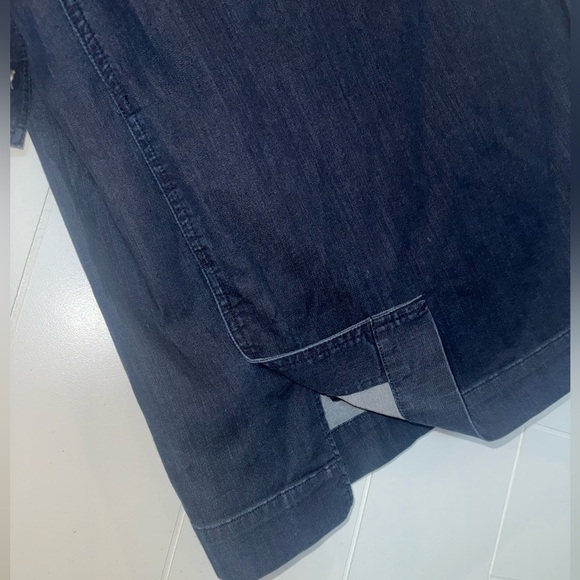 VINCE $320 Cupro Denim Indigo L/S Snap Henley Stretchy Dress split hems 2  XS/S - Picture 12 of 16